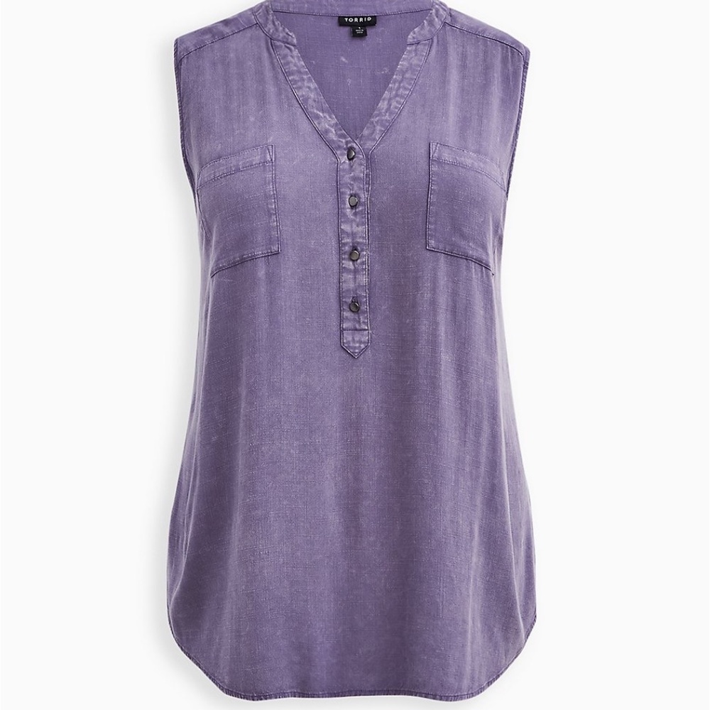 TORRID HARPER - PURPLE MINERAL WASH TEXTURED STRETCH RAYON TANK